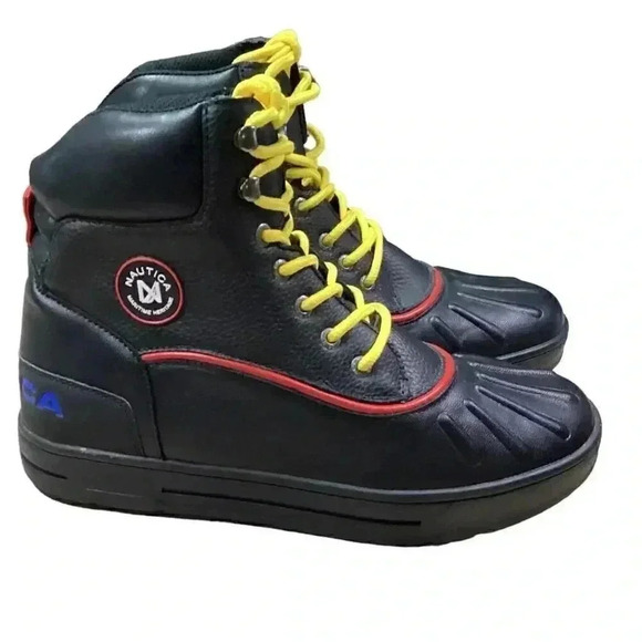 Nautica Padden Mens 10 Waterproof Insulated Lace Up Duck Boots Black Vegan NEW - Picture 3 of 7